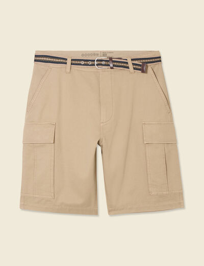 Bermuda droit cargo ceinture gris homme