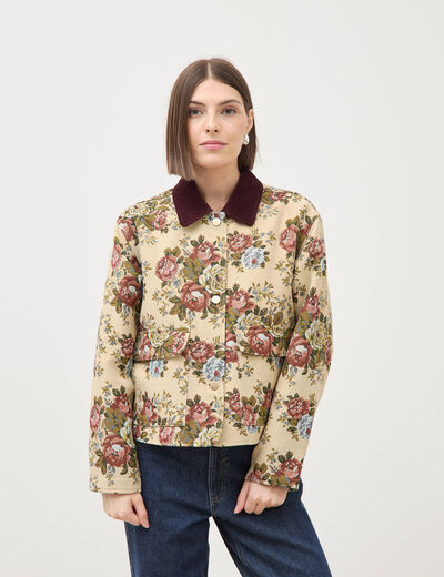 Veste manches longues doubl&eacute;e beige femme