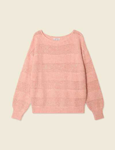 Pull manches longues rose saumon femme
