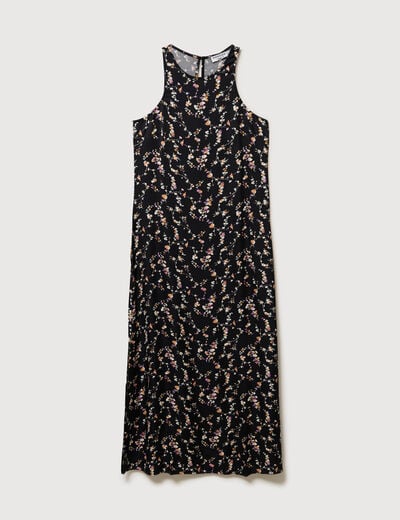 Robe longue droite sans manches noir femme