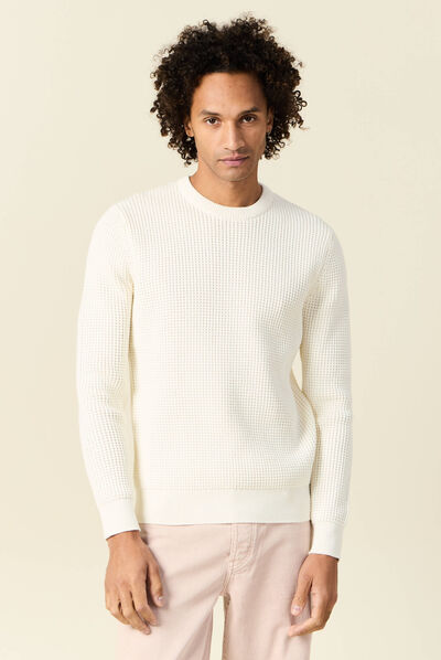 Pull éco-responsable ecru homme