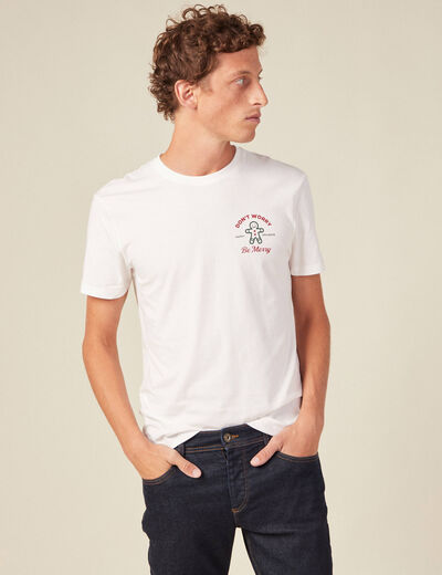 T-shirt manches courtes ecru homme