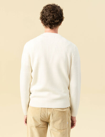 Pull col rond ecru homme