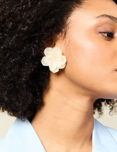Boucles d'oreilles clous ecru femme