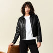 Blouson simili cuir noir femme