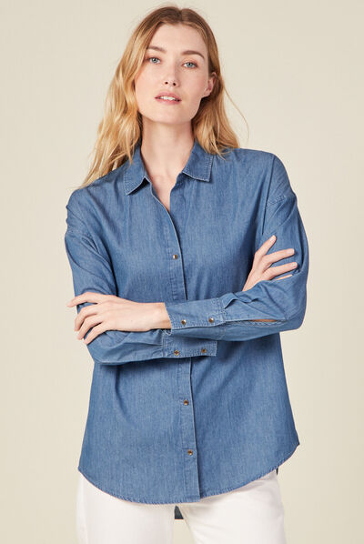 Chemise en jean denim stone femme