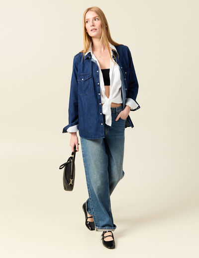 Chemise en jeans manches longues denim stone femme