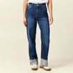 Jeans straight taille haute denim brut femme