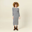 Robe tricot longue ajust&eacute;e bleu marine femme