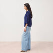 Chemise en coton manches 3/4 bleu marine femme