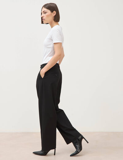Pantalon droit taille haute noir femme