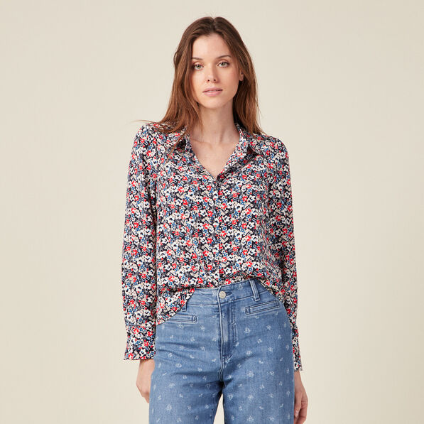 Chemise éco-responsable bleu marine femme