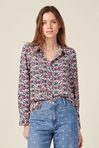 Chemise éco-responsable bleu marine femme