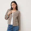 Veste &agrave; carreaux manches longues marron femme