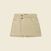 Jupe-short droite en jean vert kaki femme