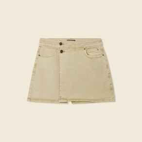 jupe short droite en jean vert kaki femme Jupe-short droite en jean vert kaki femme