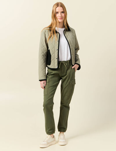 Pantalon cargo battle 7/8ème vert kaki femme