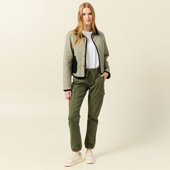 Pantalon cargo battle 7/8ème vert kaki femme