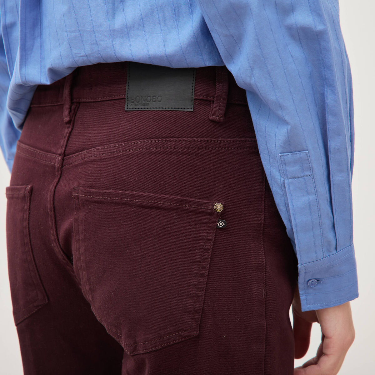 Jeans flare taille standard bordeaux femme