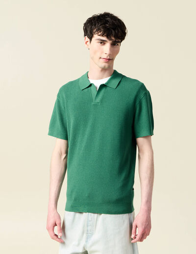 Polo cintré manches courtes vert homme