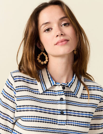 Polo manches courtes ecru femme