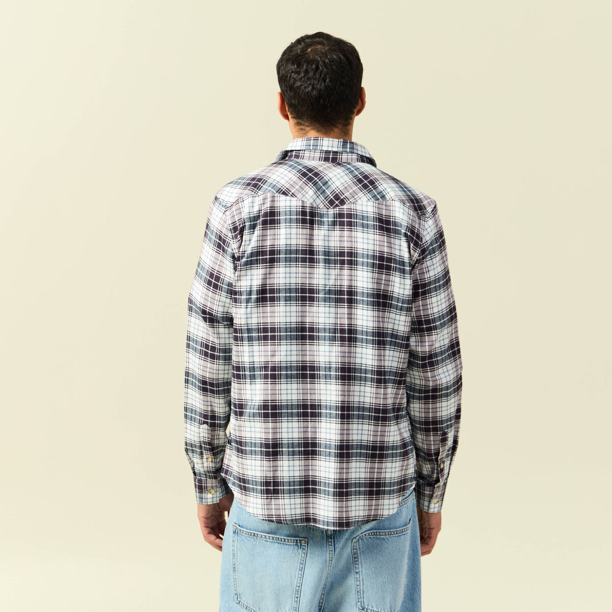Ben Sherman Chemises à Manches Longues Gingham Homme Bleu Marine Carreaux