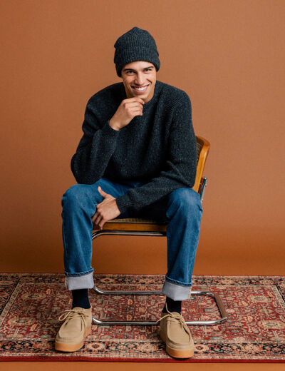 Pull manches longues fabriqué en France gris foncé homme