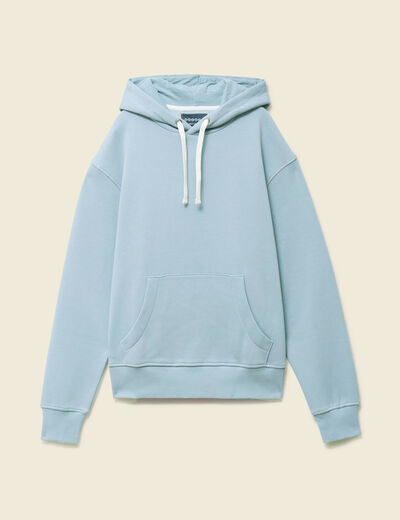 Sweat &agrave; capuche bleu clair homme