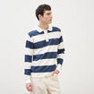 Sweat col polo manches longues bleu marine homme