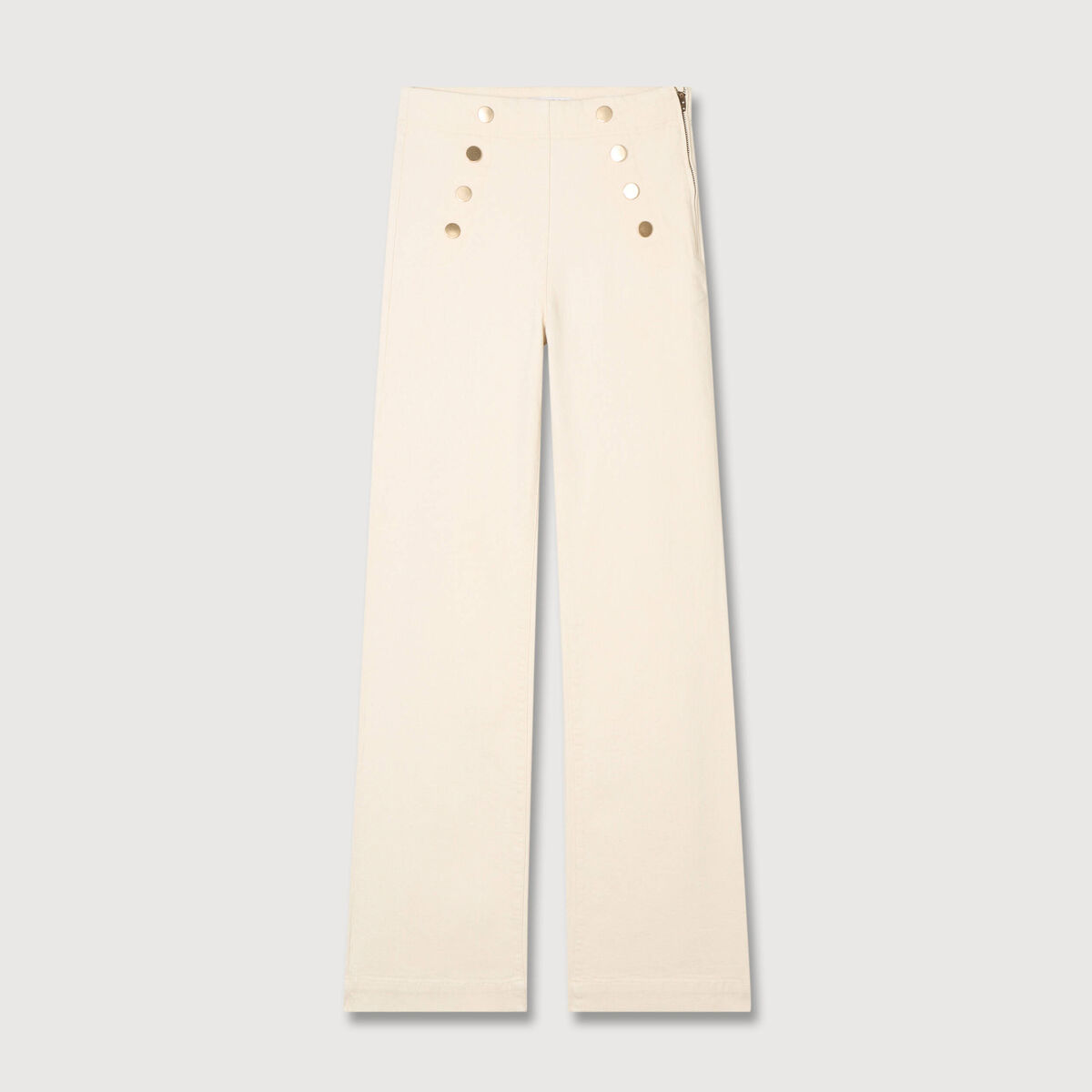 Jeans flare &agrave; pont denim blanc femme
