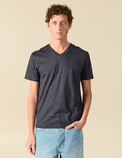 T-shirt manches courtes homme bleu fonc&eacute; homme