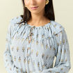 Blouse col rond manches longues bleu ciel femme