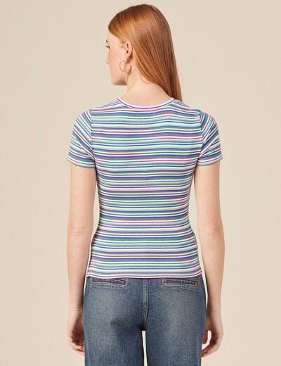 T-shirt manches courtes multicolore femme