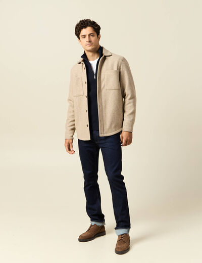 Pull col camionneur bleu marine homme