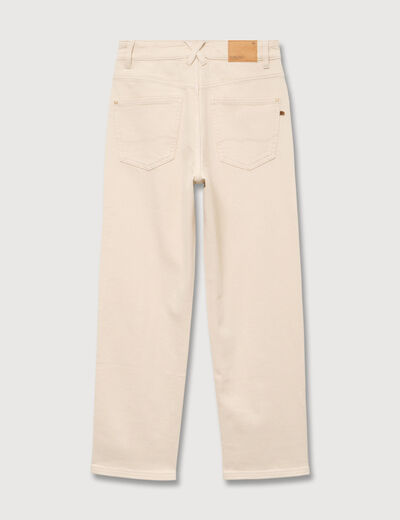 Jeans straight 7/8&egrave;me taille haute ecru femme