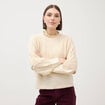 Pull droit court col v manches courtes ivoire femme