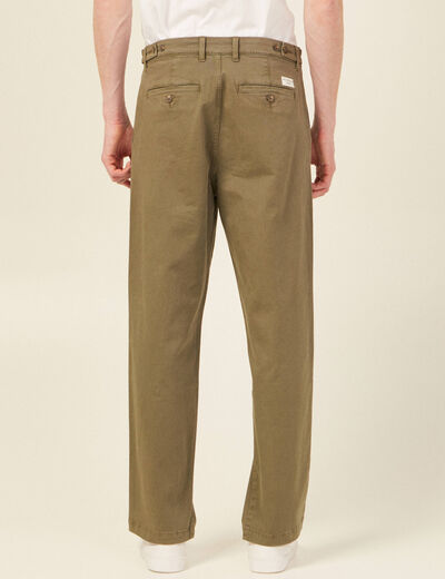 Pantalon chino large vert kaki homme