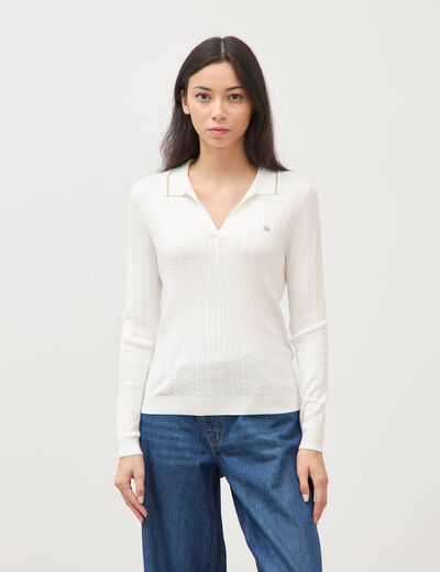 Pull droit manches longues ecru femme