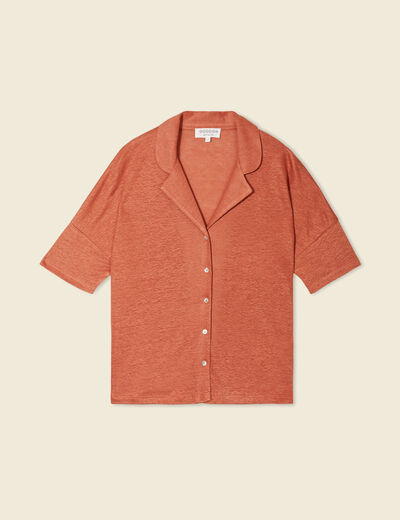 Chemise manches courtes orange femme