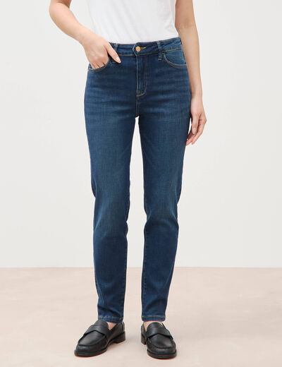 Jeans slim taille haute 7/8&egrave;me denim brut femme