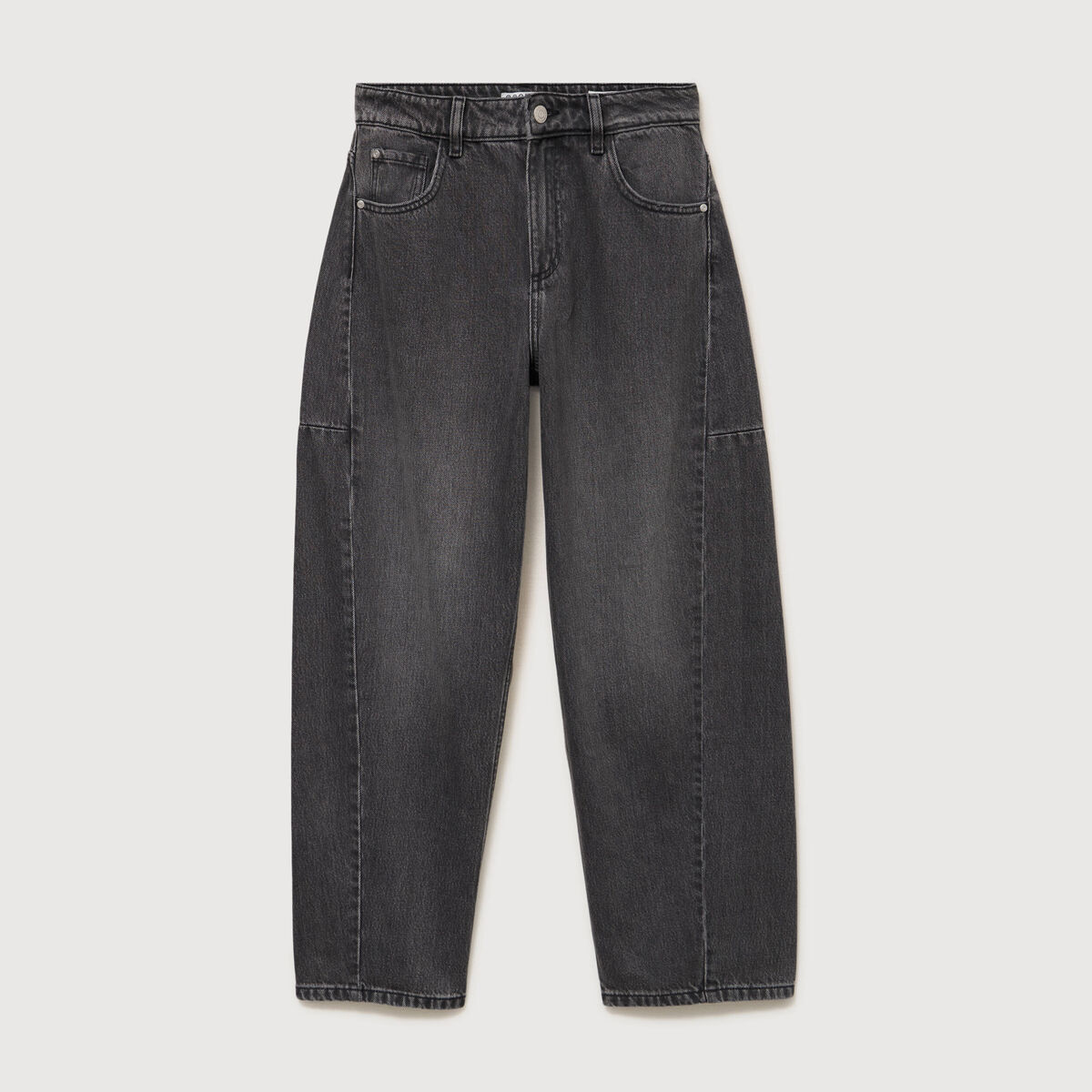 Jeans barrel taille standard denim gris femme