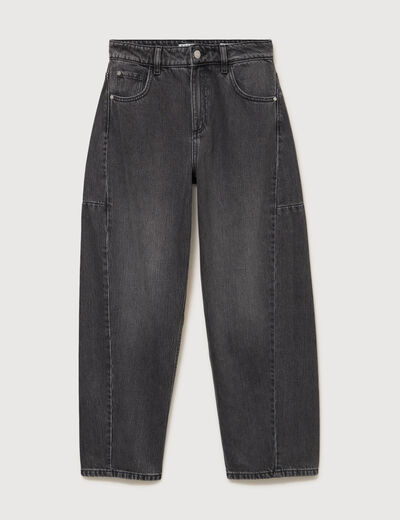 Jeans barrel taille standard denim gris femme