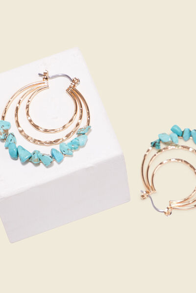 Boucles d'oreilels créoles bleu clair femme
