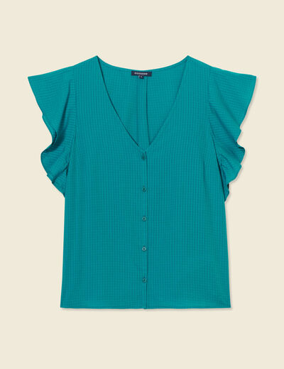 Blouse manches courtes vert canard femme