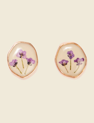 Boucles d'oreilles clous violet femme