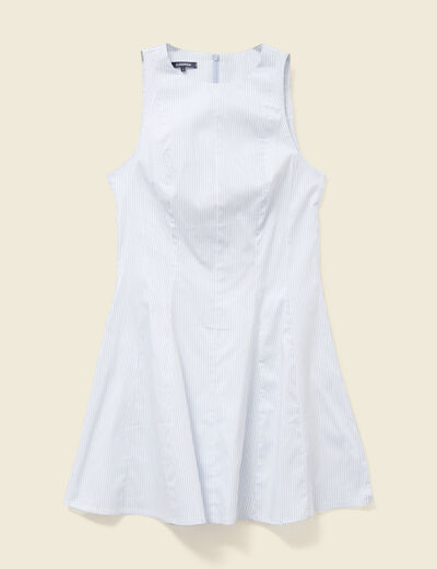 Robe sans manches col montant ecru femme