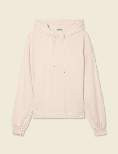 Sweat à capuche brillant creme femme