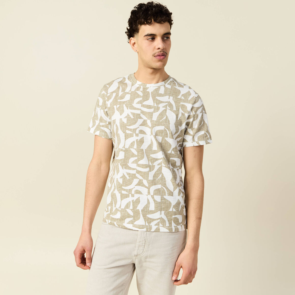 T-shirt manches courtes beige homme