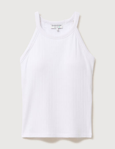 D&eacute;bardeur ajust&eacute; col rond doubl&eacute; blanc femme