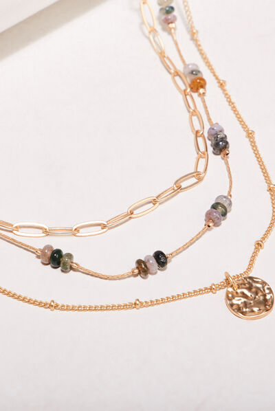 Collier multirangs vert kaki femme